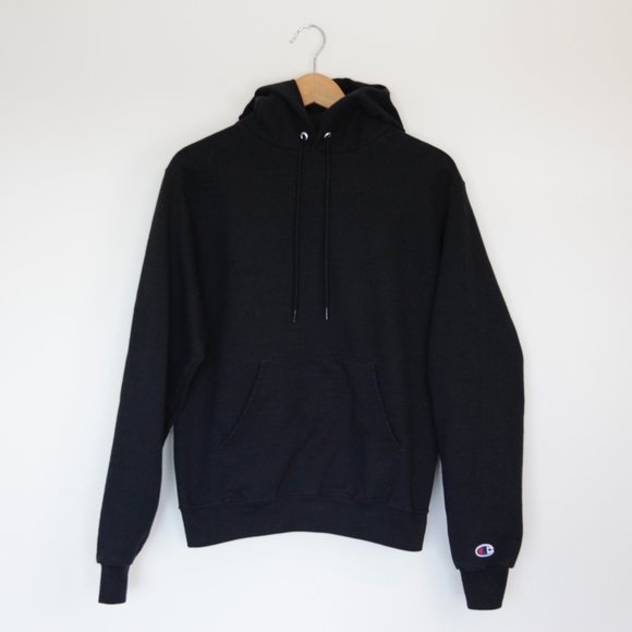 Champion Eco Authentic Black Kangaroo Hoodie Sweatshirt, Adult Men's Small - Picture 4 of 7